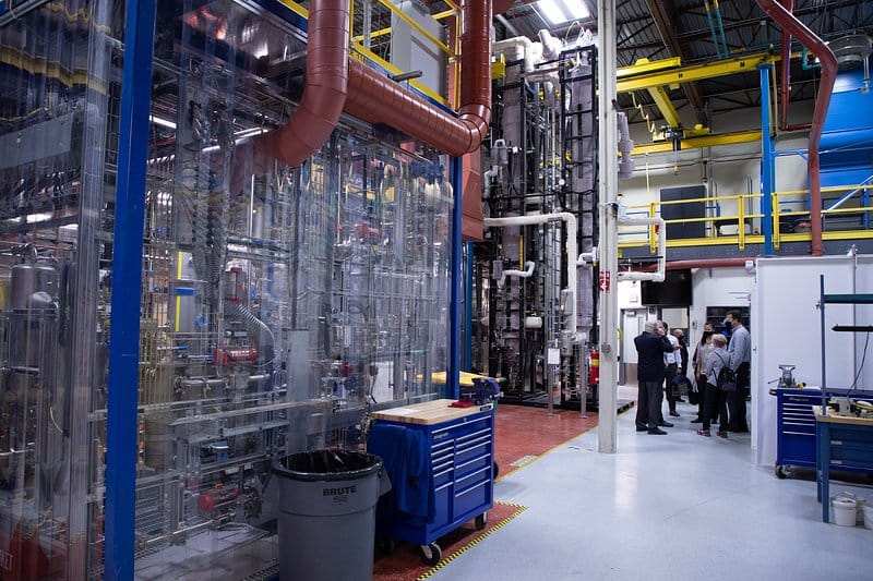 Modern industrial pilot plant with integrated process equipment